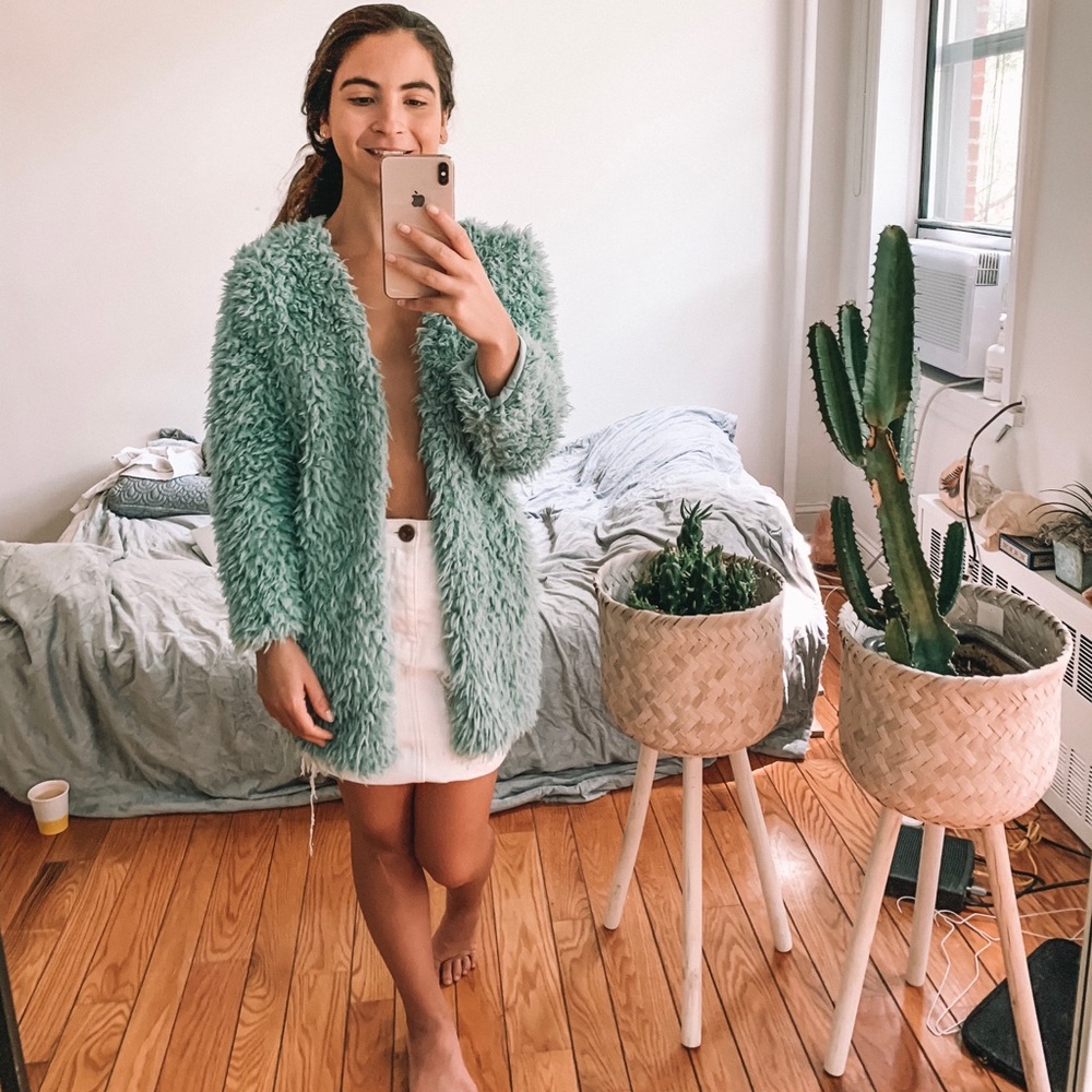 Fuzzy Fur Jacket in Teal